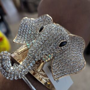Gold Elephant Rhinestone Bracelet
